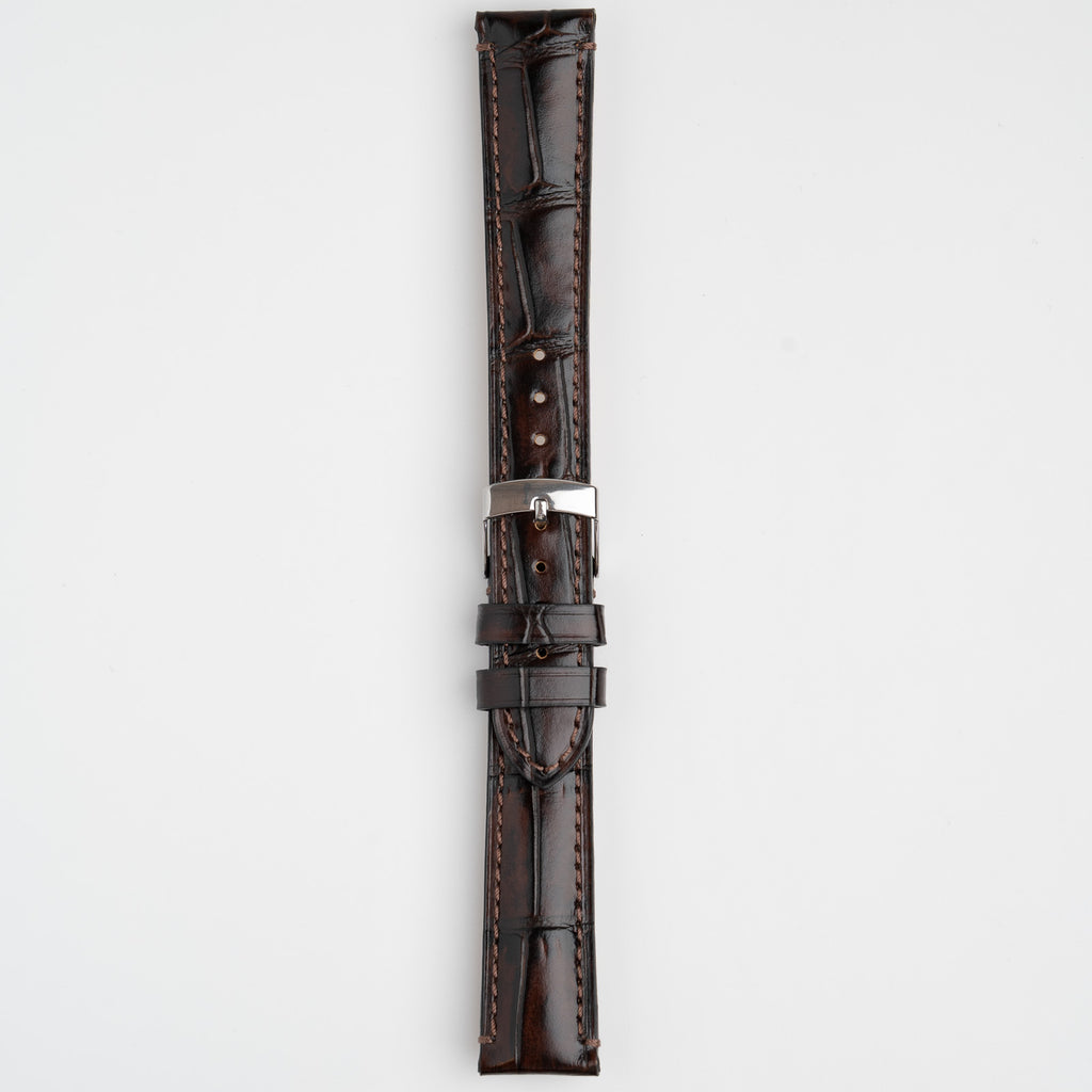 Handmade Alligator Grain Brown Watch Strap