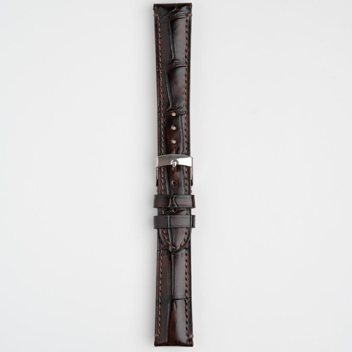 Handmade Alligator Grain Brown Watch Strap