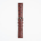 Sandbanks Ostrich Brown Watch Strap, buckled up, front view