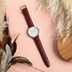 Sandbanks Ostrich Brown Watch Strap, shown on a watch