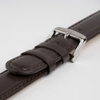 Henley Brown Watch Strap, close-up of the buckle and keepers
