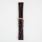 Patent Crocodile Brown Watch Strap, buckled up, front view