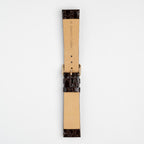 Patent Crocodile Brown Watch Strap, underside showing the lining