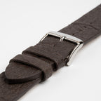Pineapple Leaf Brown Watch Strap, close-up of the buckle and keepers