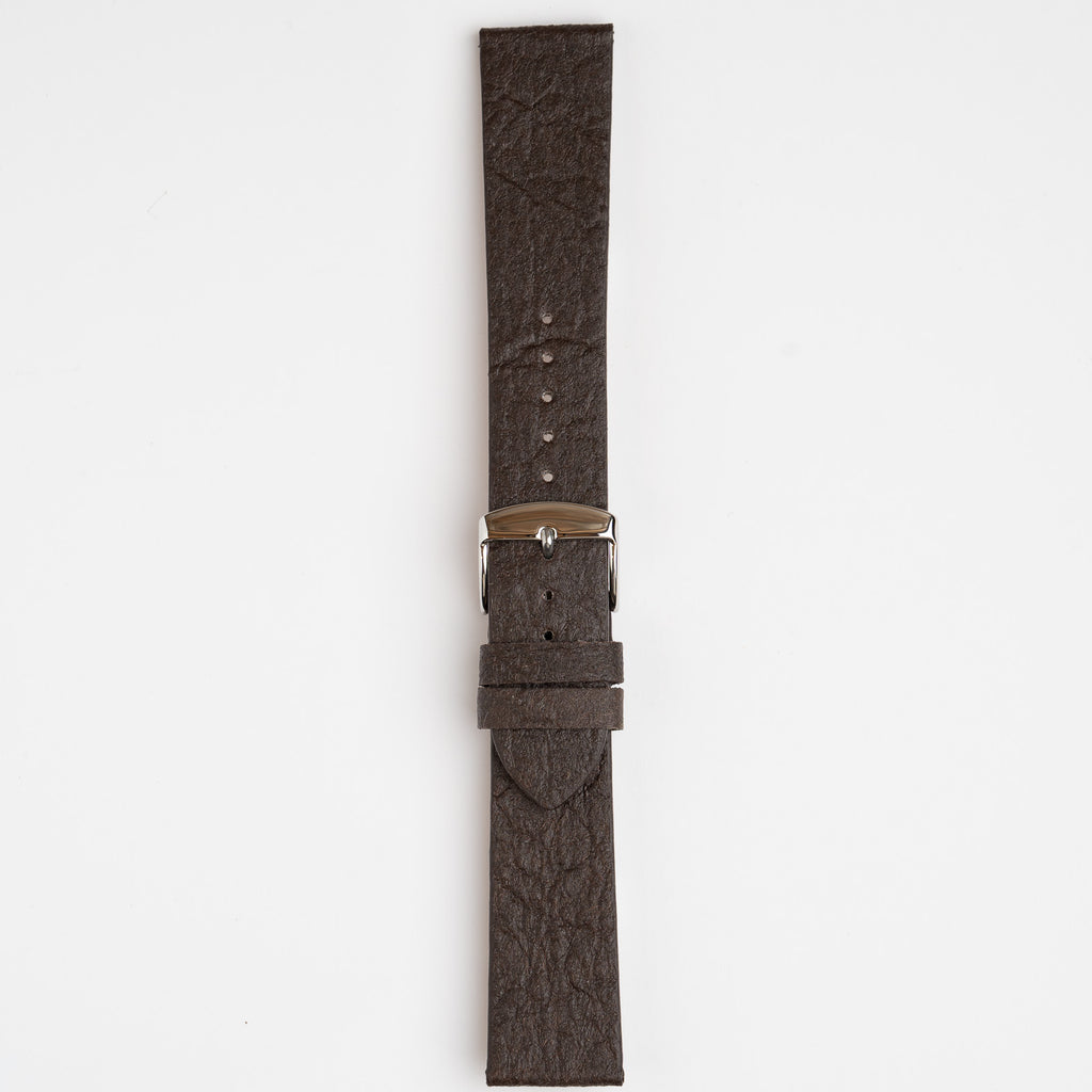Pineapple Leaf Brown Watch Strap, buckled up, front view