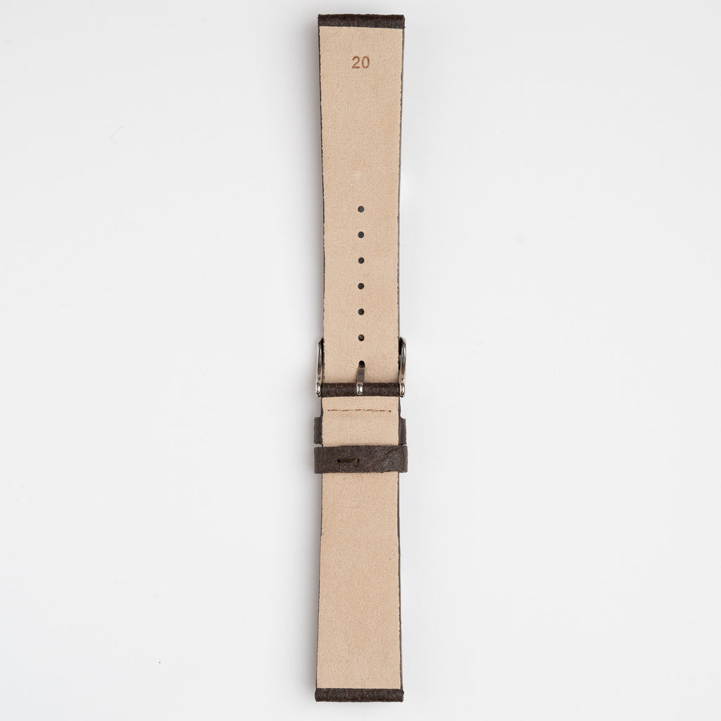 Pineapple Leaf Brown Watch Strap, underside showing the lining