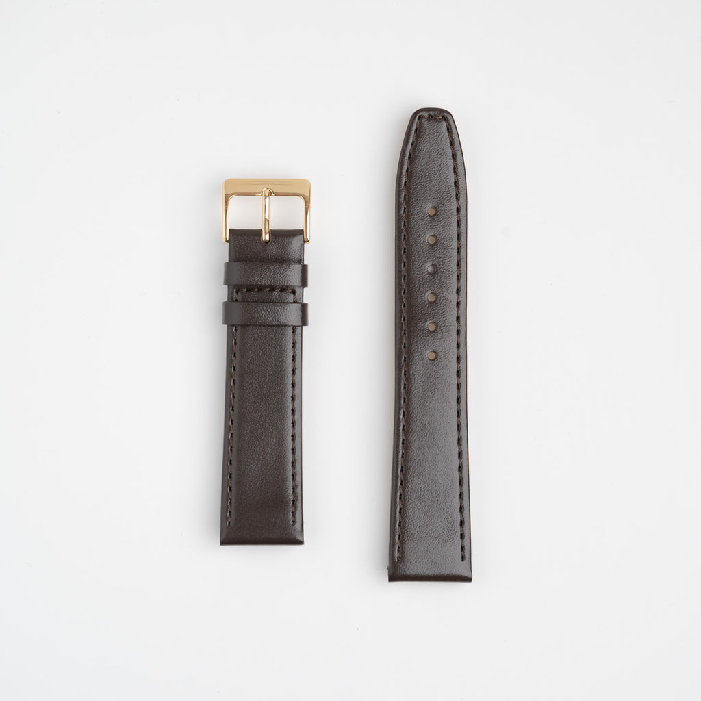 Timeless classic brown extra long (xl) leather watch strap featuring a square end, enhanced with soft nubuck lining. Available in 8mm, 10mm, 12mm, 14mm, 16mm, 18mm, 22mm.