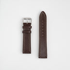 Raised Edge Oil Leather Brown Watch Strap, both pieces laid flat