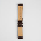 Raised Edge Oil Leather Brown Watch Strap, underside showing the lining