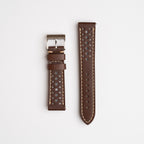 Silverstone Driver Brown Watch Strap, both pieces laid flat