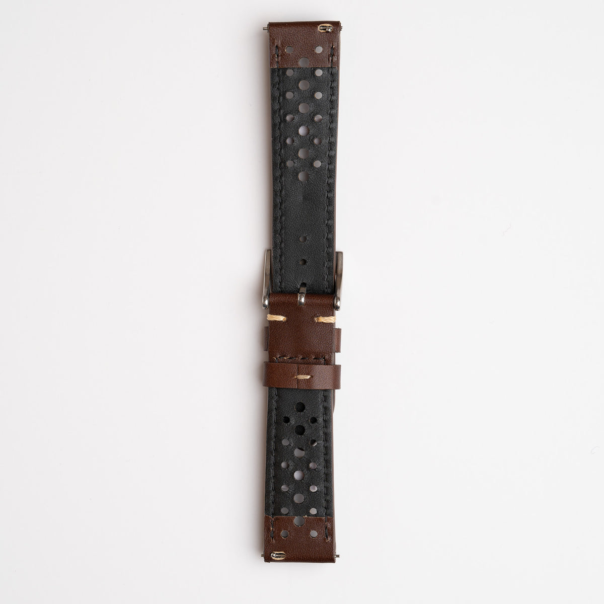 Silverstone Driver Brown Watch Strap, buckled up, front view