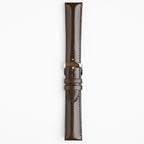 Henley Superior Gloss Brown Watch Strap, buckled up, front view