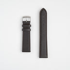 Brown Mayfair Subtle Quick Release watch strap, laid flat with its buckle