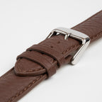 Henley Superior Supple Brown Watch Strap, close-up of the buckle and keepers