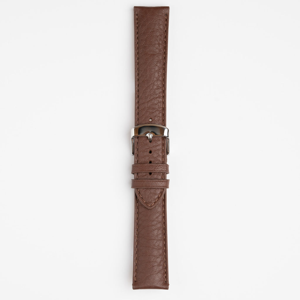 Henley Superior Supple Brown Watch Strap, buckled up, front view