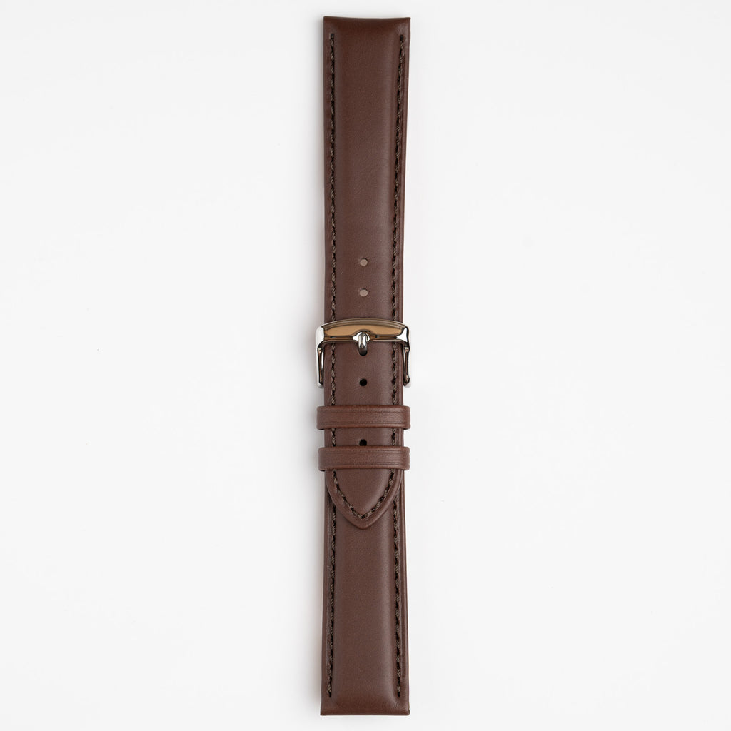 Henley Superior Brown Watch Strap, buckled up, front view