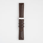 Triangular Padded Brown Watch Strap, buckled up, front view