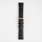 Alligator Value Padded Brown Watch Strap, buckled up, front view