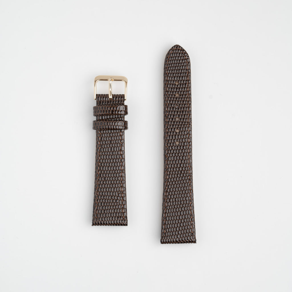 Lizard Value Brown Watch Strap, both pieces laid flat