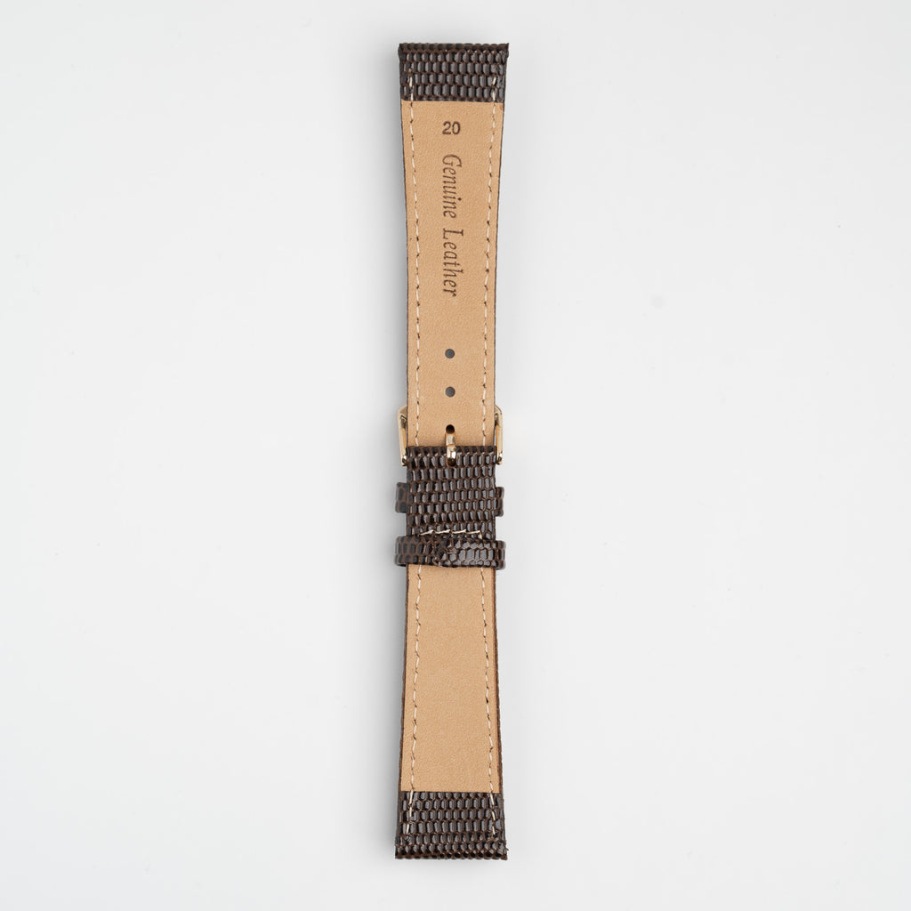 Lizard Value Brown Watch Strap, underside showing the lining