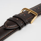 Buffalo Value Padded Brown Watch Strap, close-up of the buckle and keepers