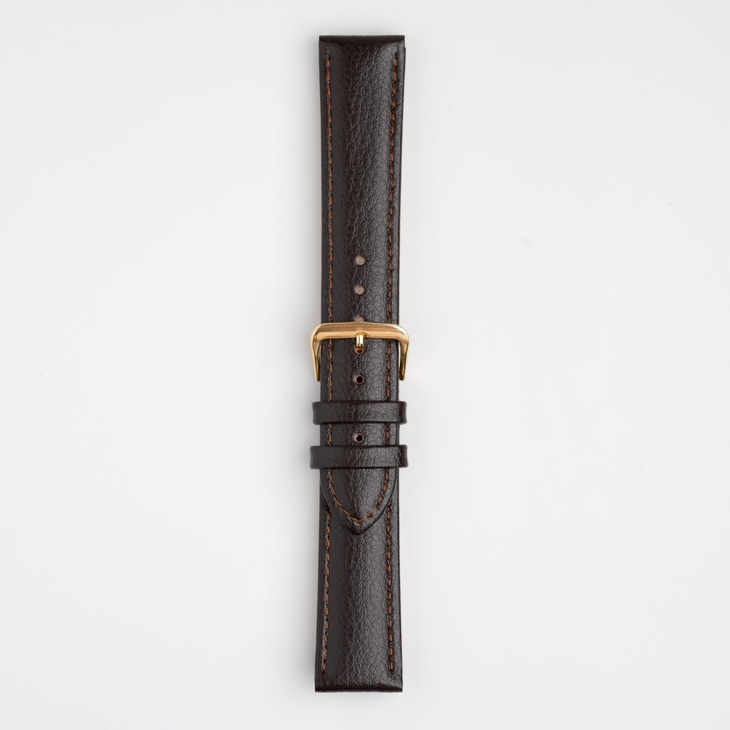 Buffalo Value Padded Brown Watch Strap, buckled up, front view