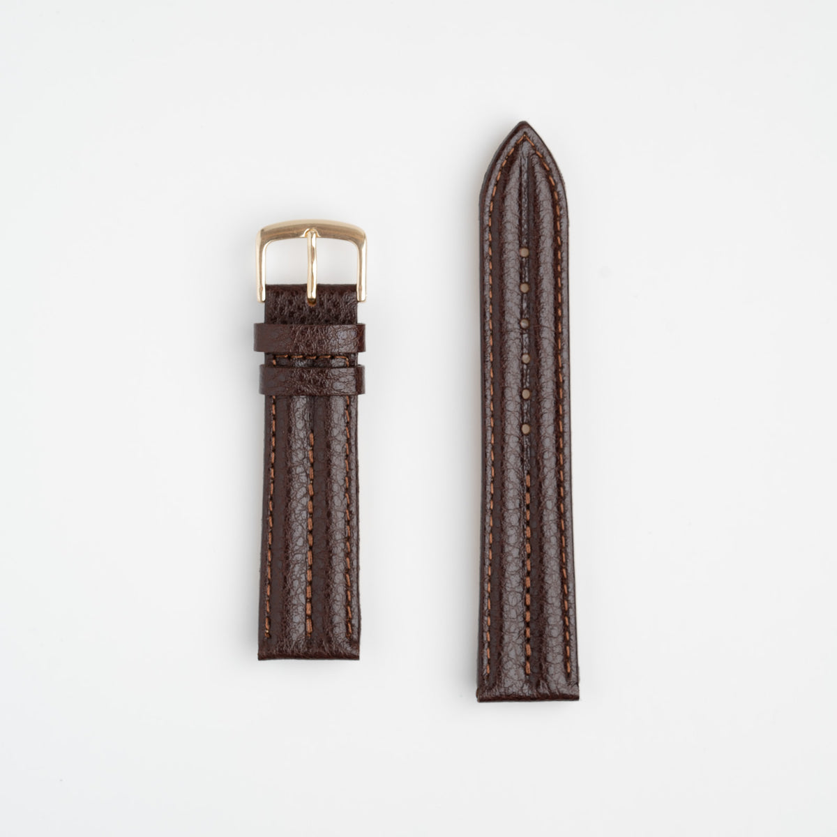 Double Ridge Brown Watch Strap