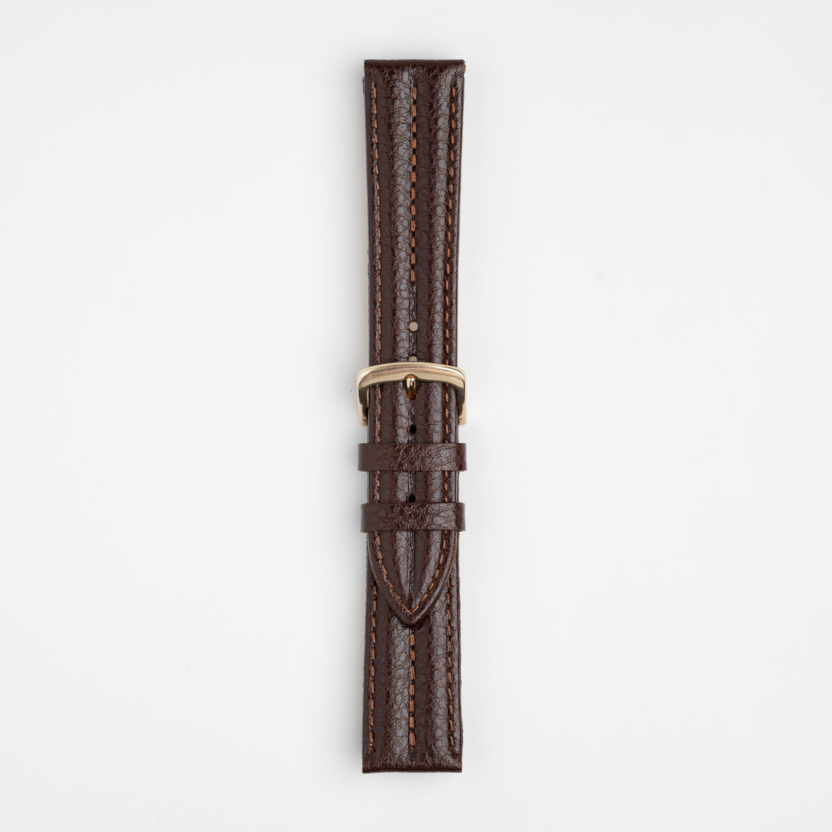 Double Ridge Brown Watch Strap