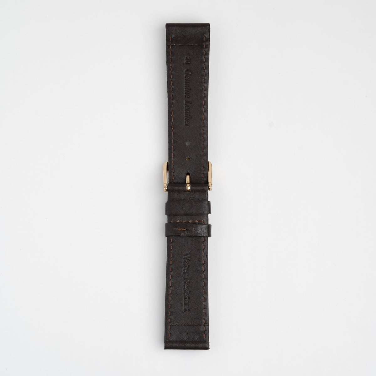 Water Resistant Stitched Brown Watch Strap, underside showing the lining