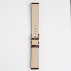Handmade Contrast Burgundy Watch Strap, underside showing the lining