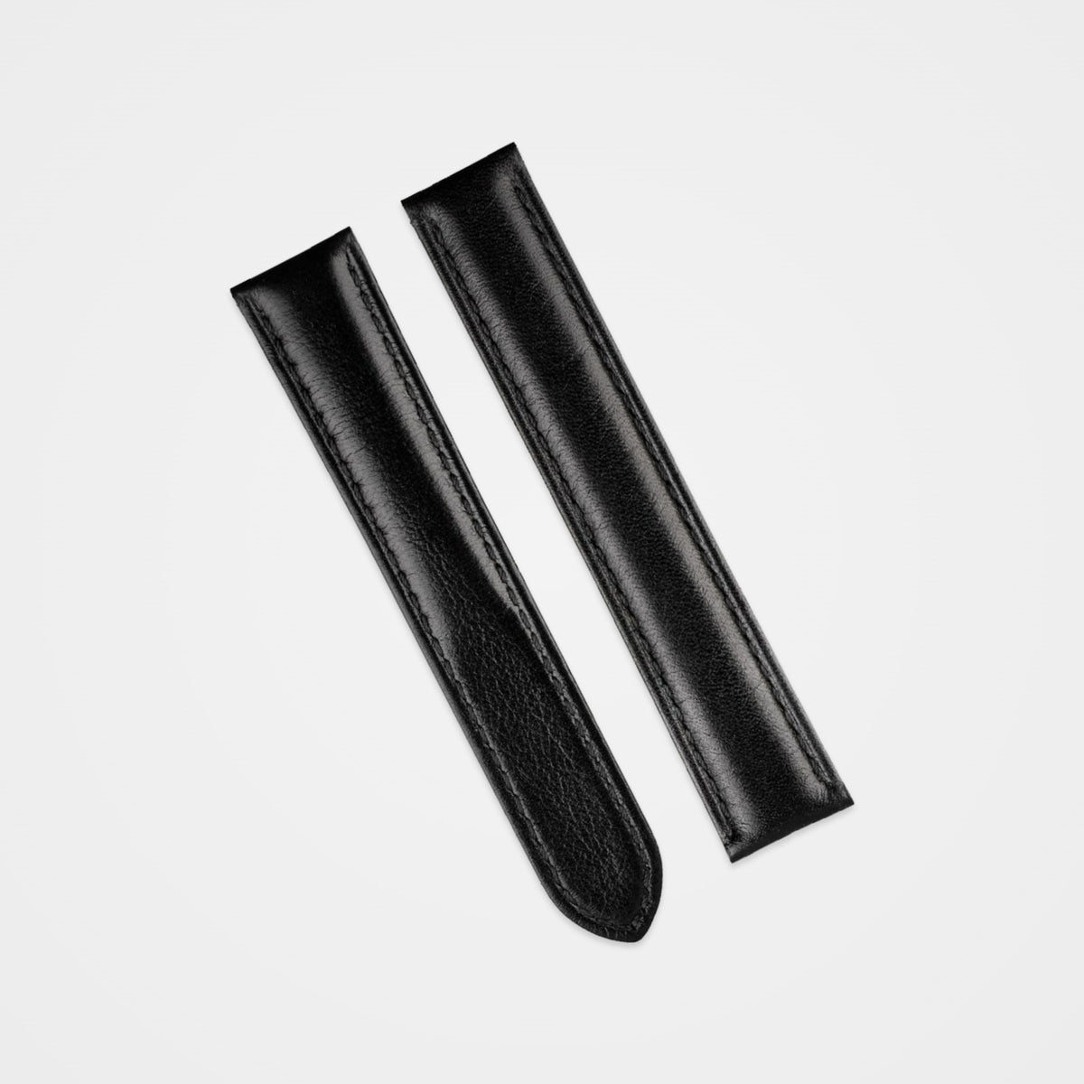 Black padded leather strap to fit Cartier, front
