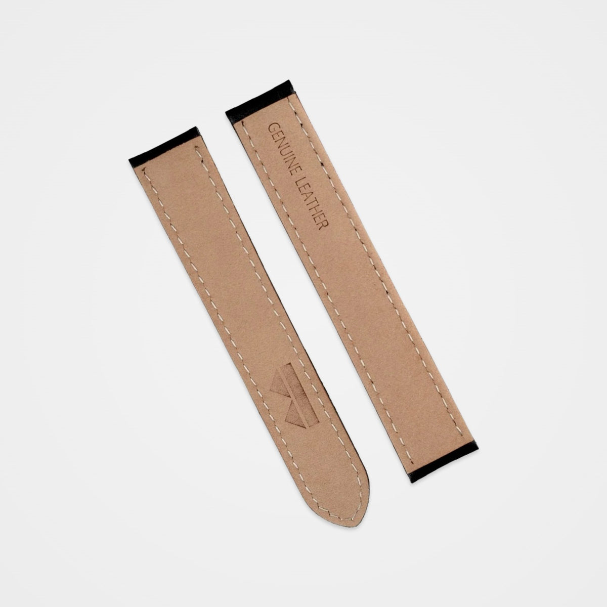 Black padded leather strap with contrast stitching to fit Cartier, back