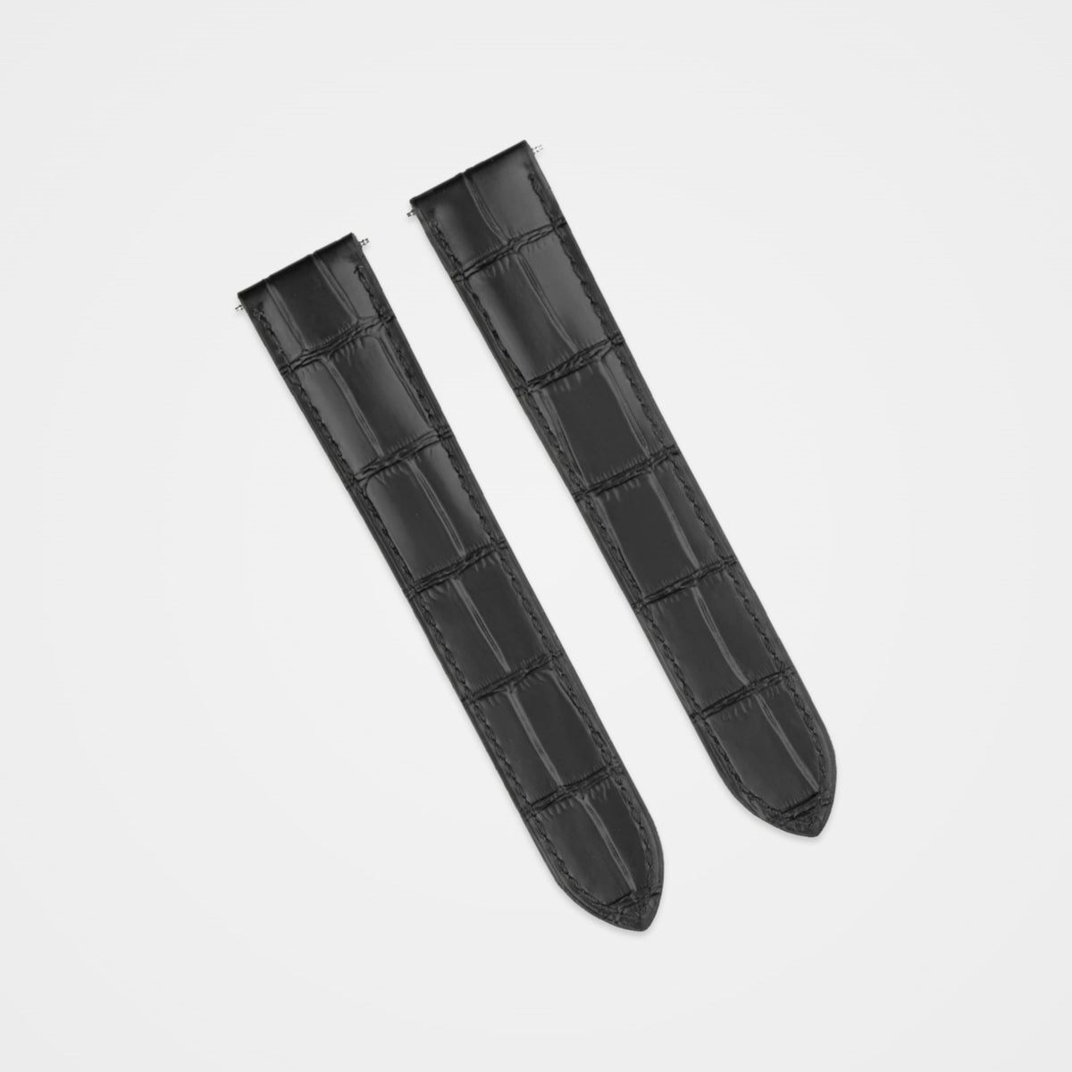 Black square alligator grain strap to fit Cartier, front