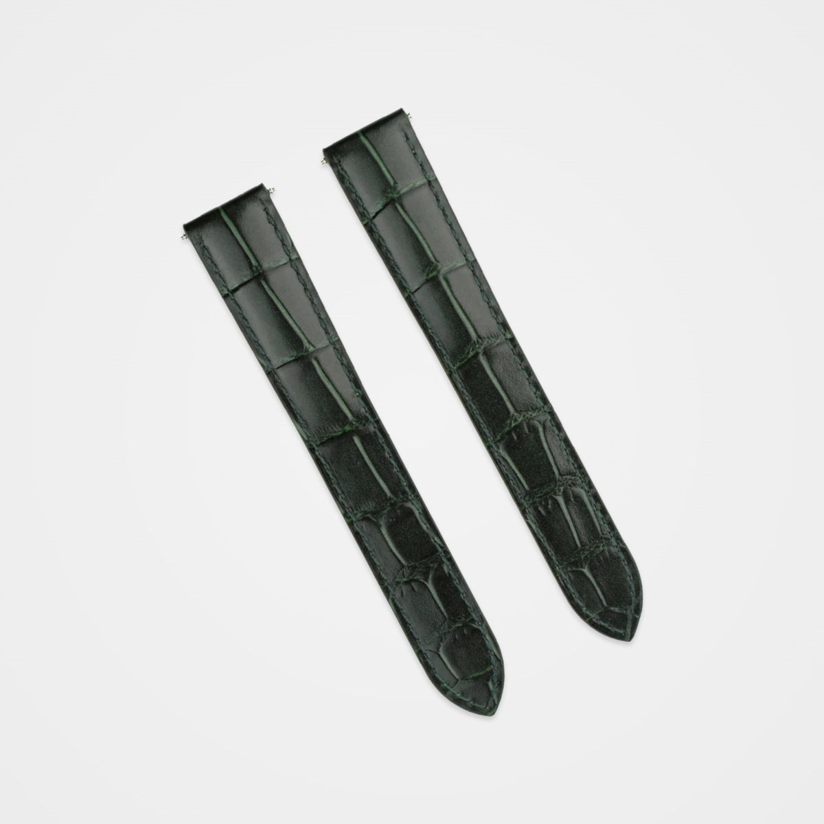Green square alligator grain strap to fit Cartier, front