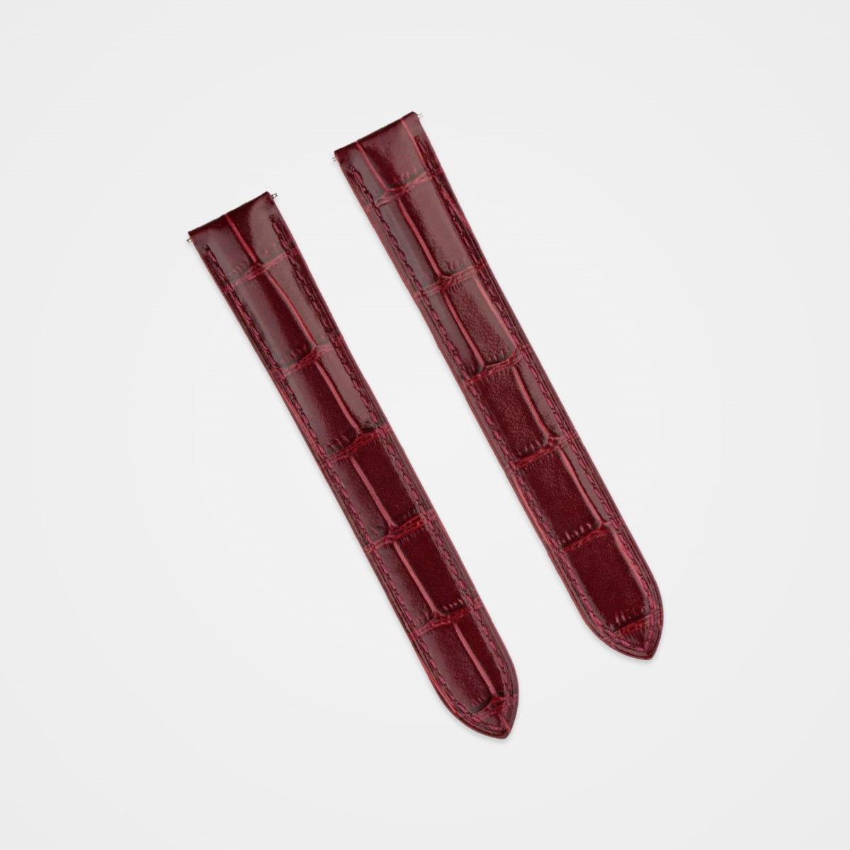Red square alligator grain strap to fit Cartier, front