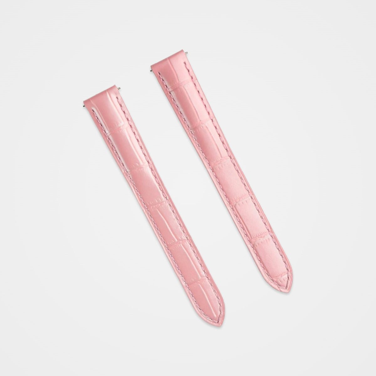 Pink square alligator grain strap to fit Cartier, front