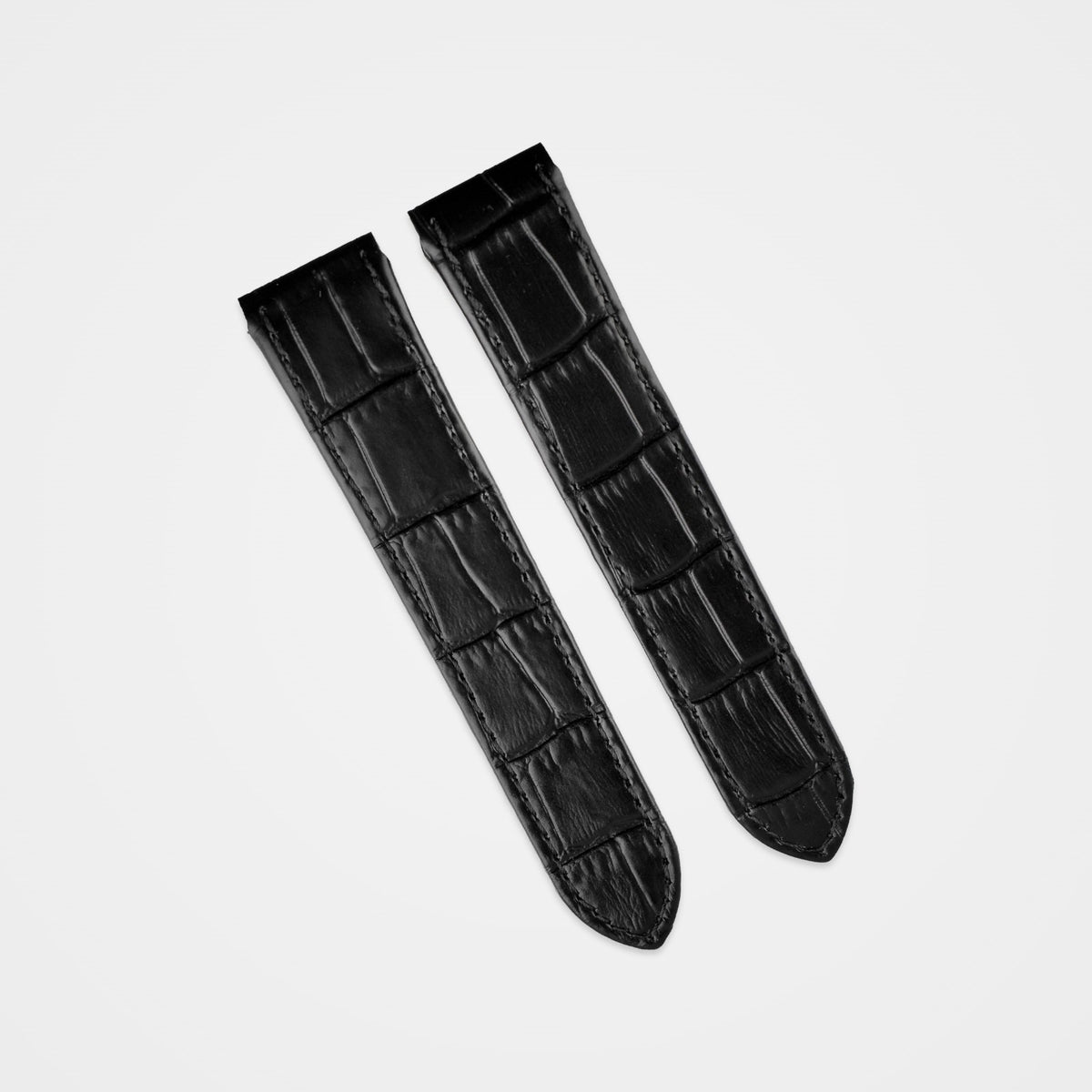 Black crocodile grain strap for the Cartier Santos, front