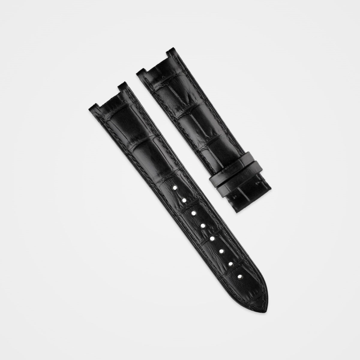 Black crocodile grain strap for the Cartier Pasha, front