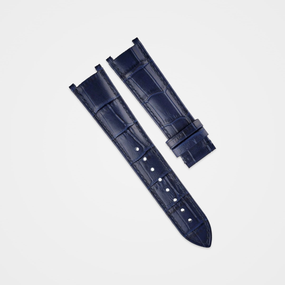 Blue crocodile grain strap for the Cartier Pasha, front