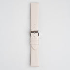 Windsor Smooth Cream Watch Strap, buckled up, front view
