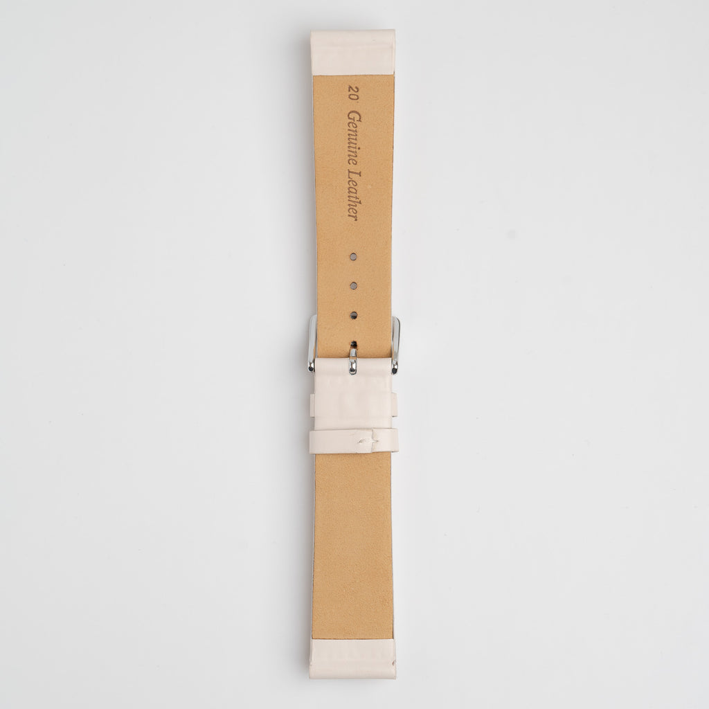 Windsor Smooth Cream Watch Strap, underside showing the lining