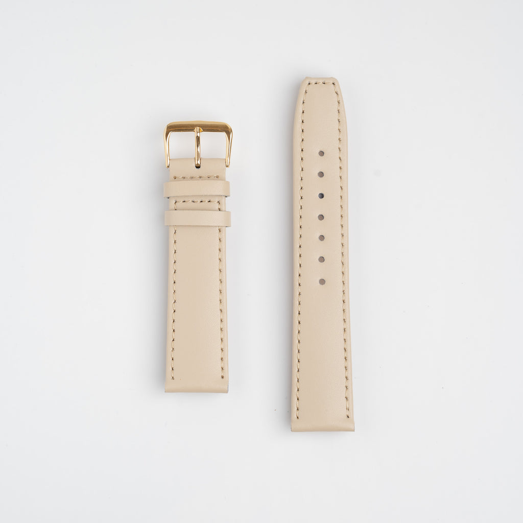 Calf Value Cream Watch Strap, both pieces laid flat