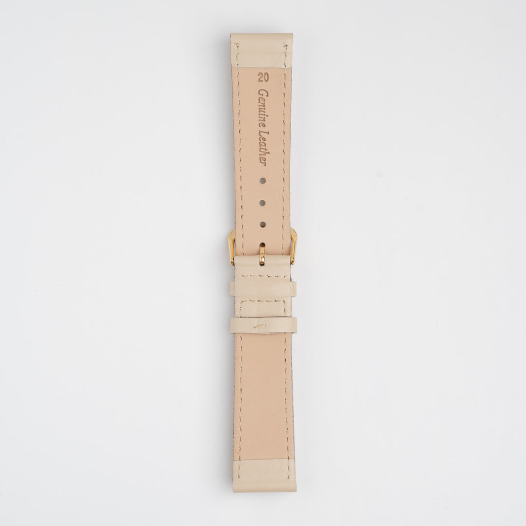 Calf Value Cream Watch Strap, underside showing the lining