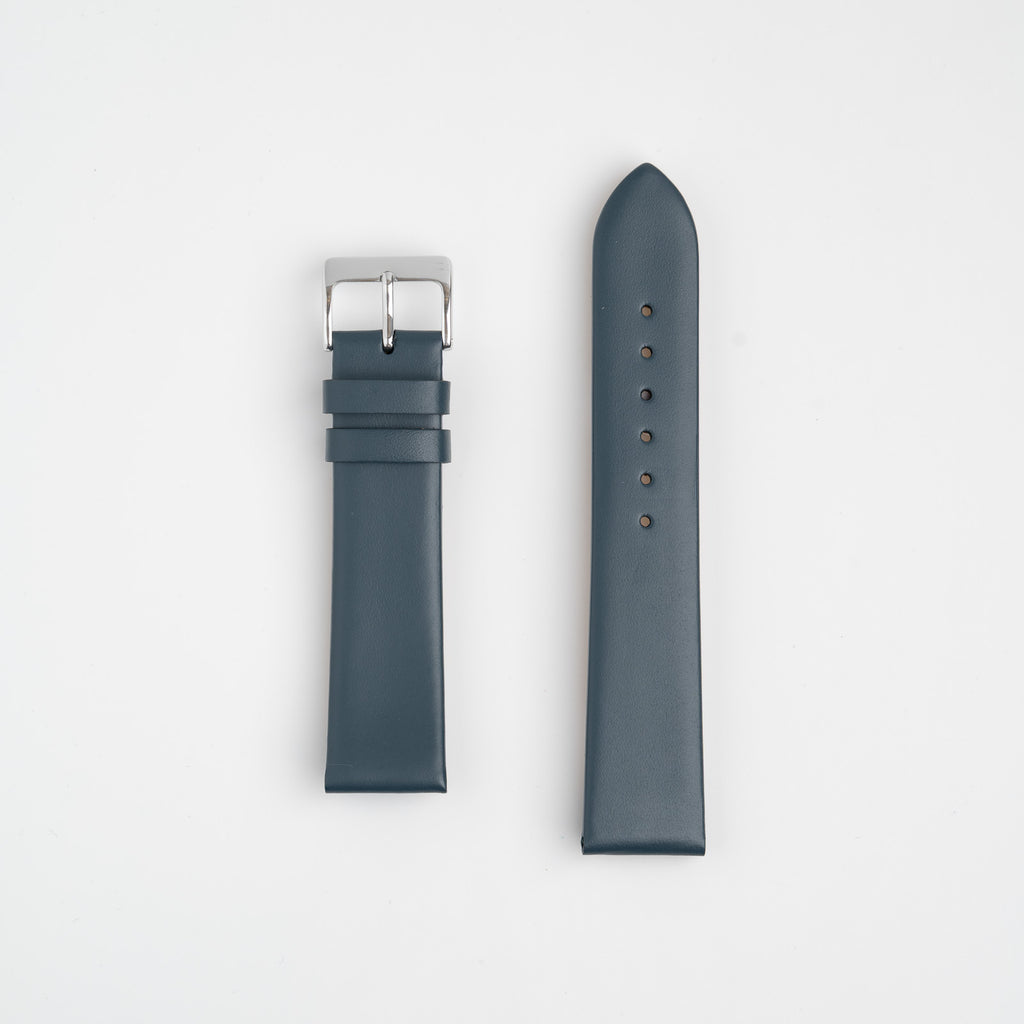 Windsor Smooth Dark Blue Watch Strap, both pieces laid flat
