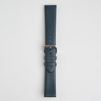 Windsor Smooth Dark Blue Watch Strap, buckled up, front view