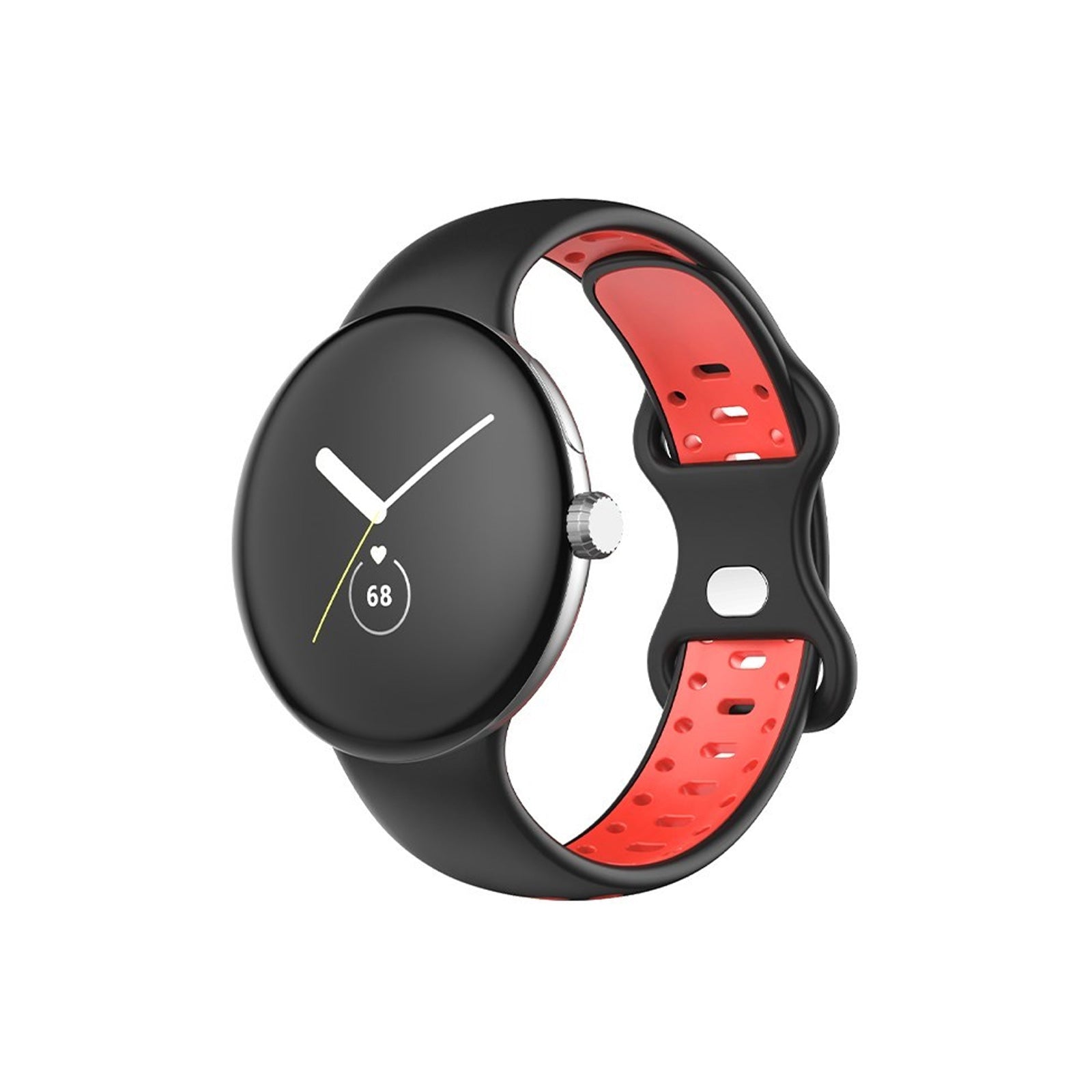Google Pixel Style Sports Silicone Black & Red Watch Strap