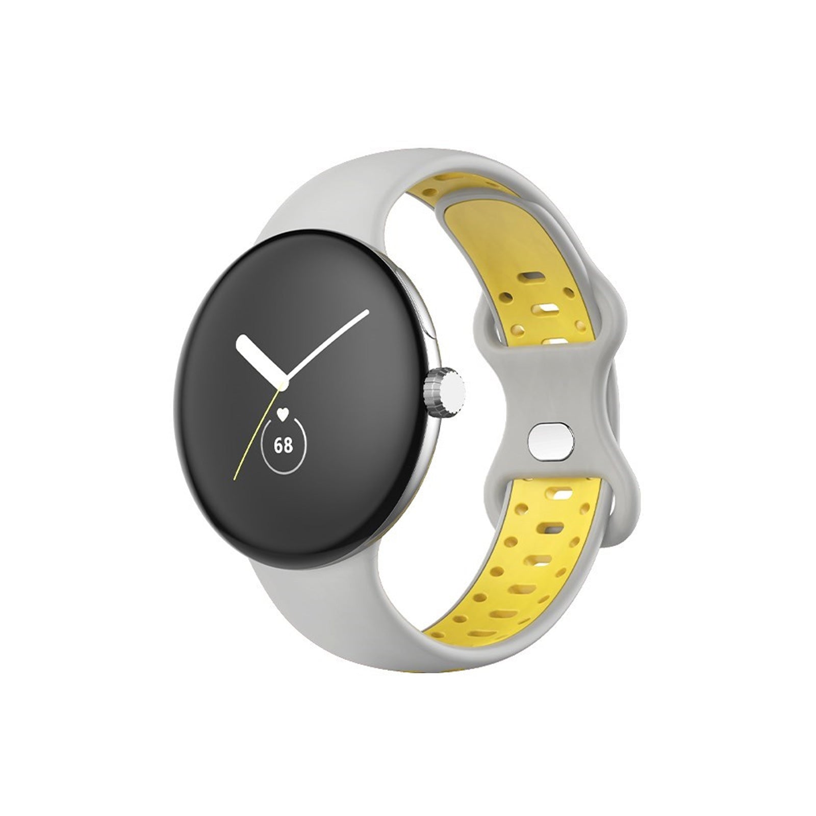 Google Pixel Style Sports Silicone Grey & Yellow Watch Strap