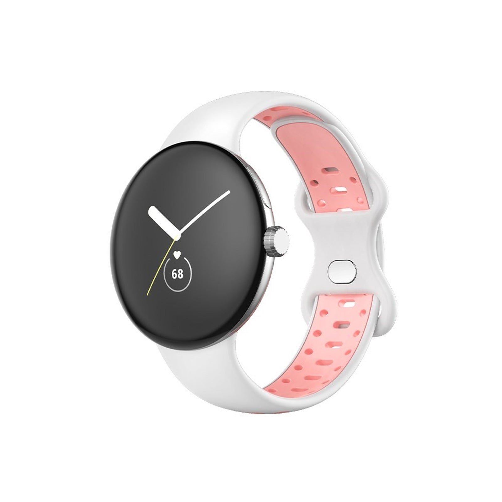 Google Pixel Style Sports Silicone White & Pink Watch Strap
