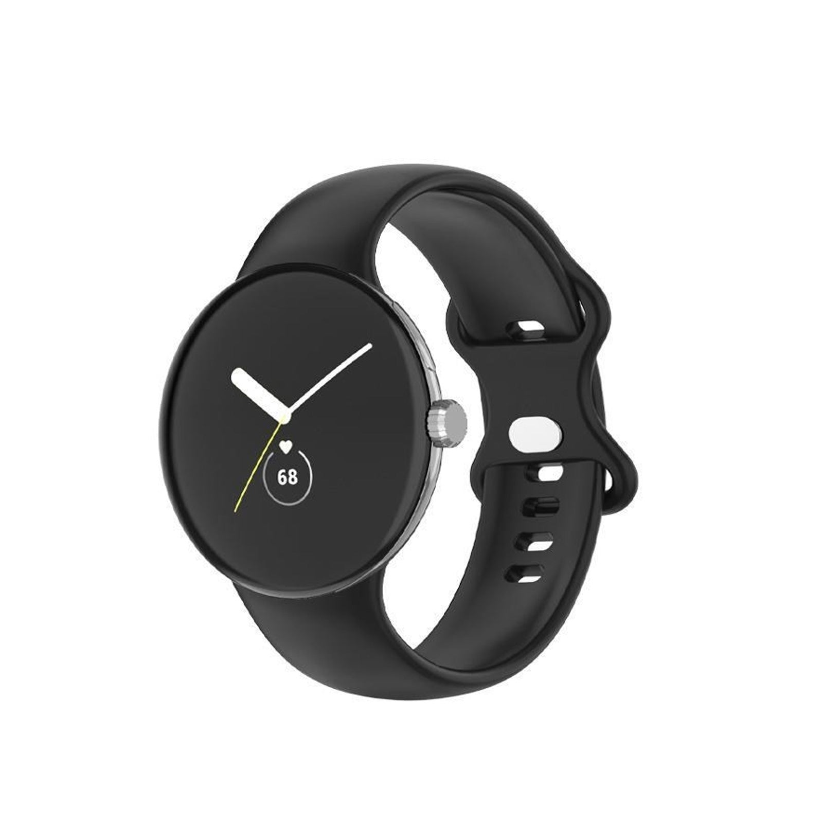 Google Pixel Style Plain Silicone Black Watch Strap