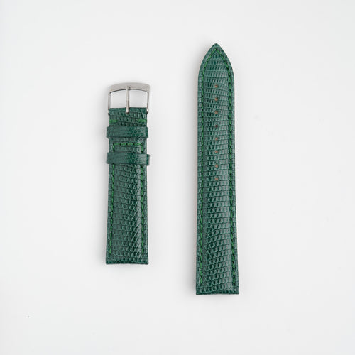 Green Genuine Lizard Leather Watch Strap available in 14mm, 16mm, 18mm, 20mm